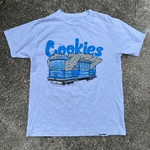 Cookies SF San Francisco Cable Car Graphic T-Shirt White Mens Medium Haight St